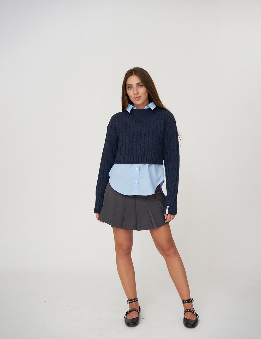 Maglia girocollo a trecce