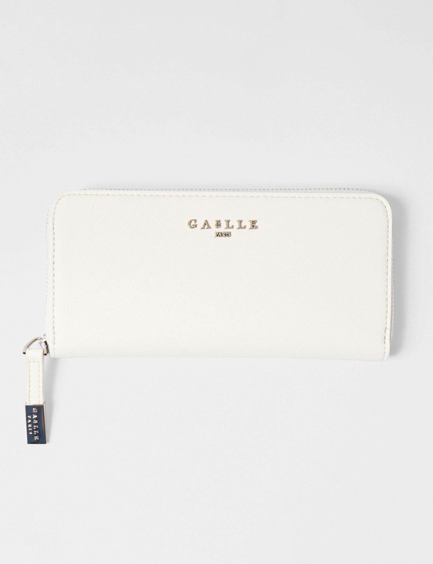 Portafoglio con zip in ecopelle saffiano