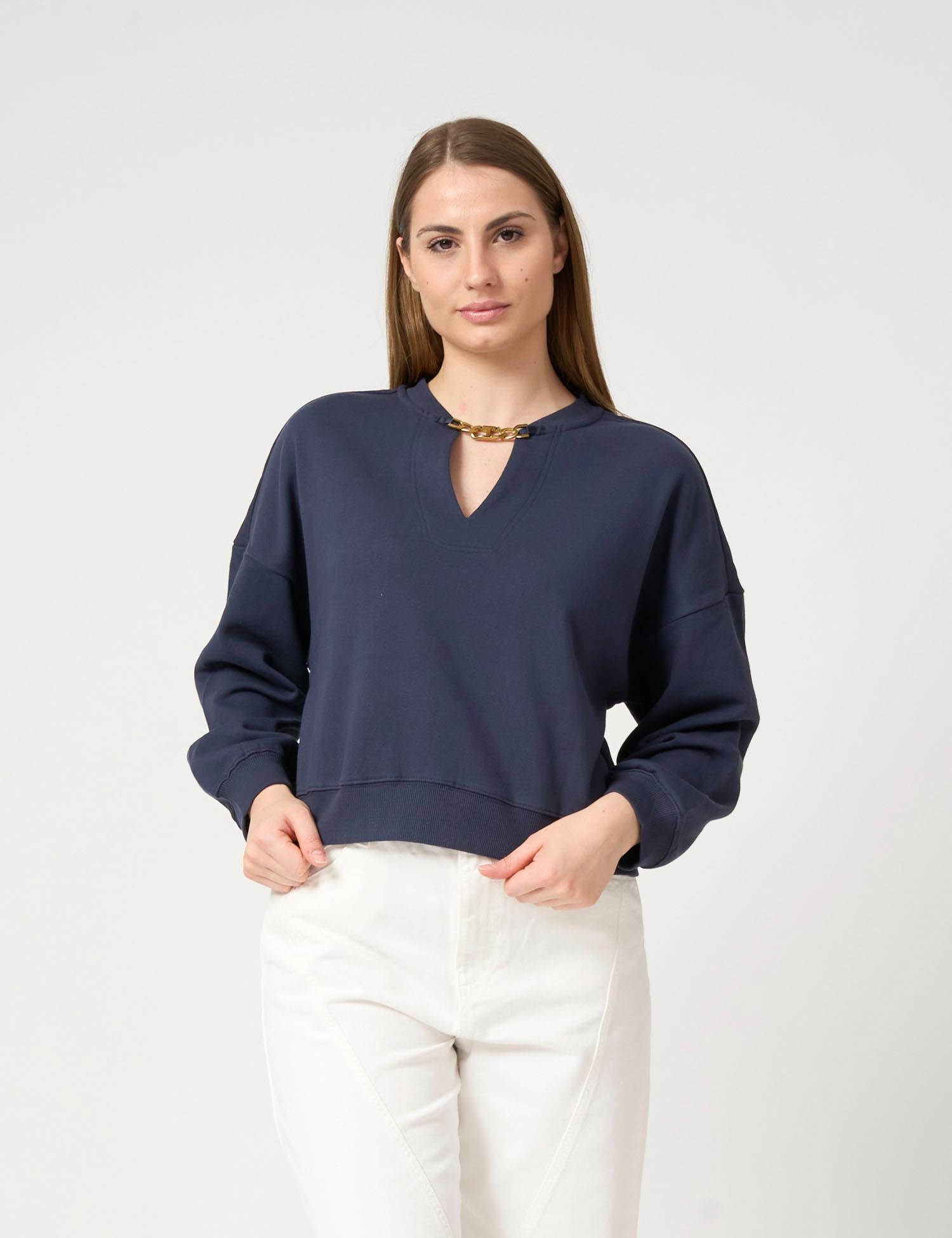 Felpa girocollo con catena