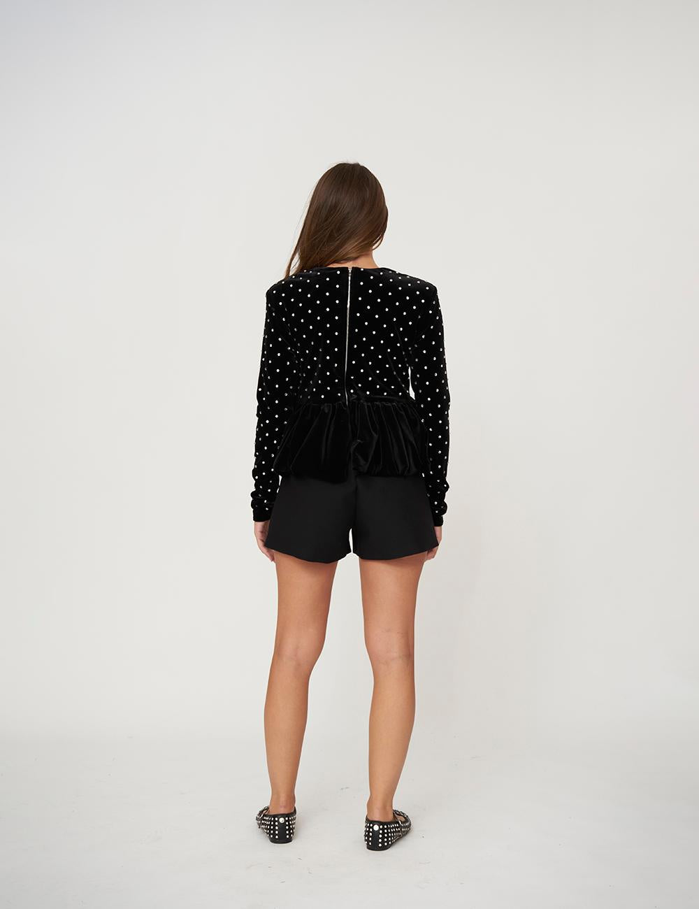 Blusa in velluto e strass