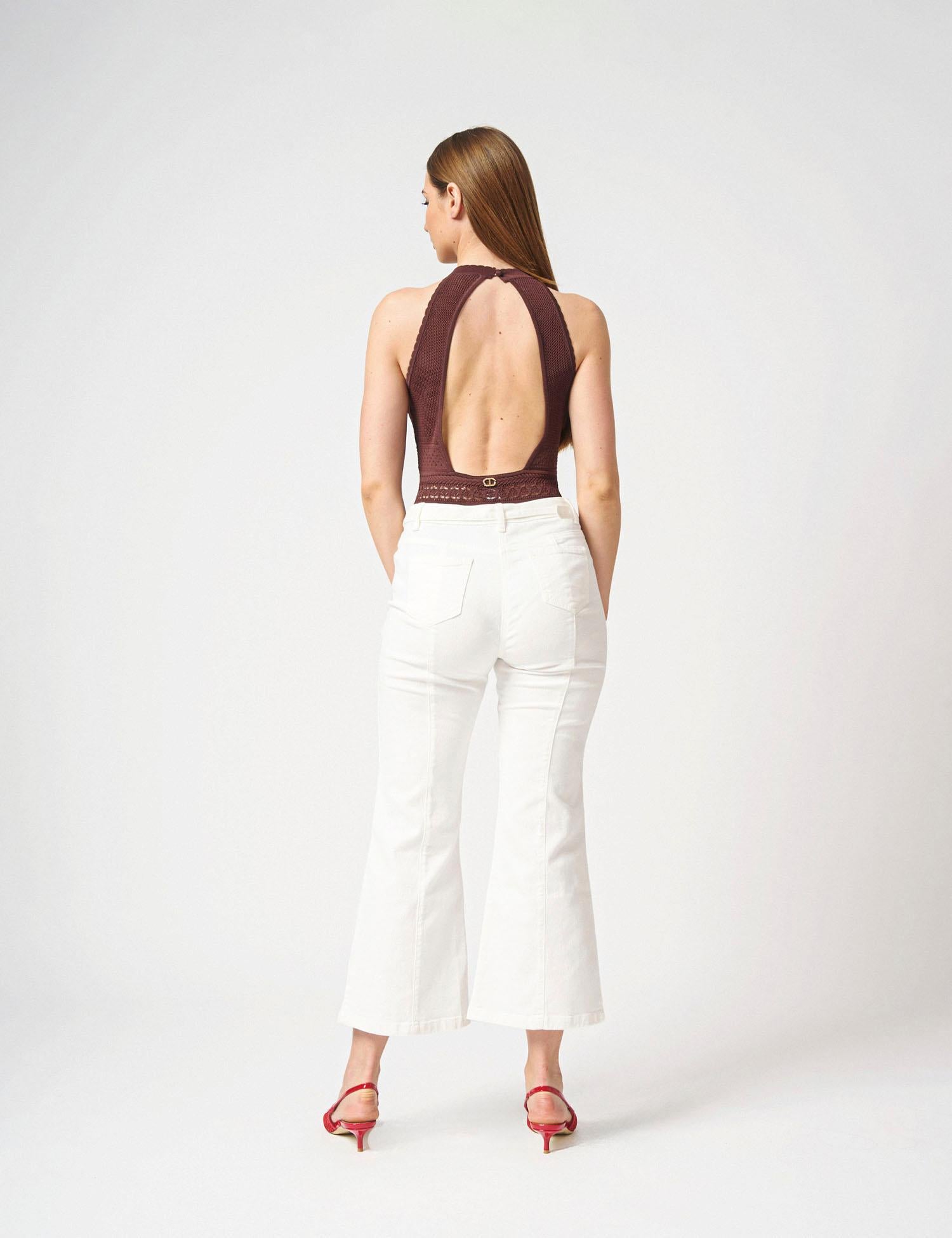 Body smanicato in maglia