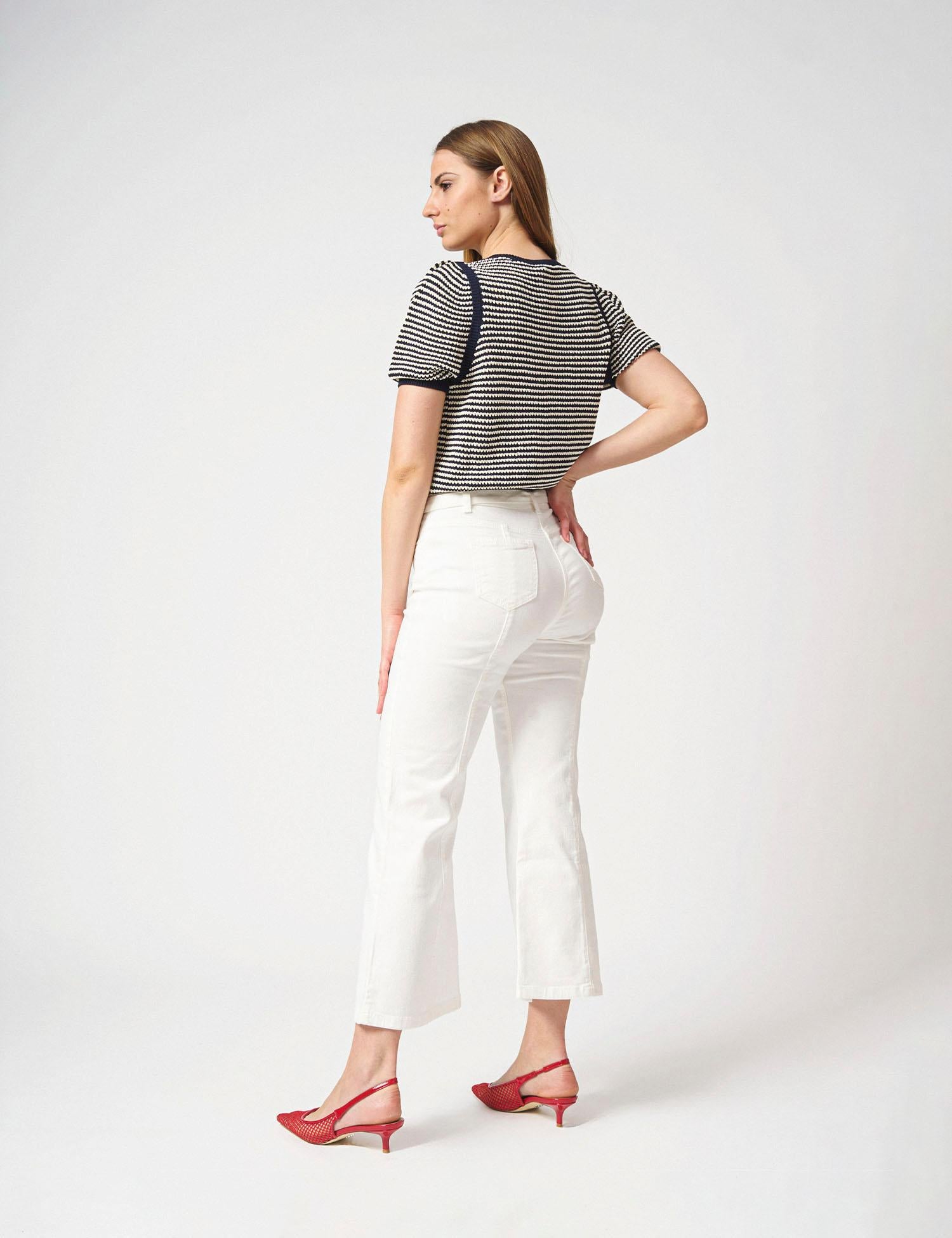 Maglia girocollo rigata