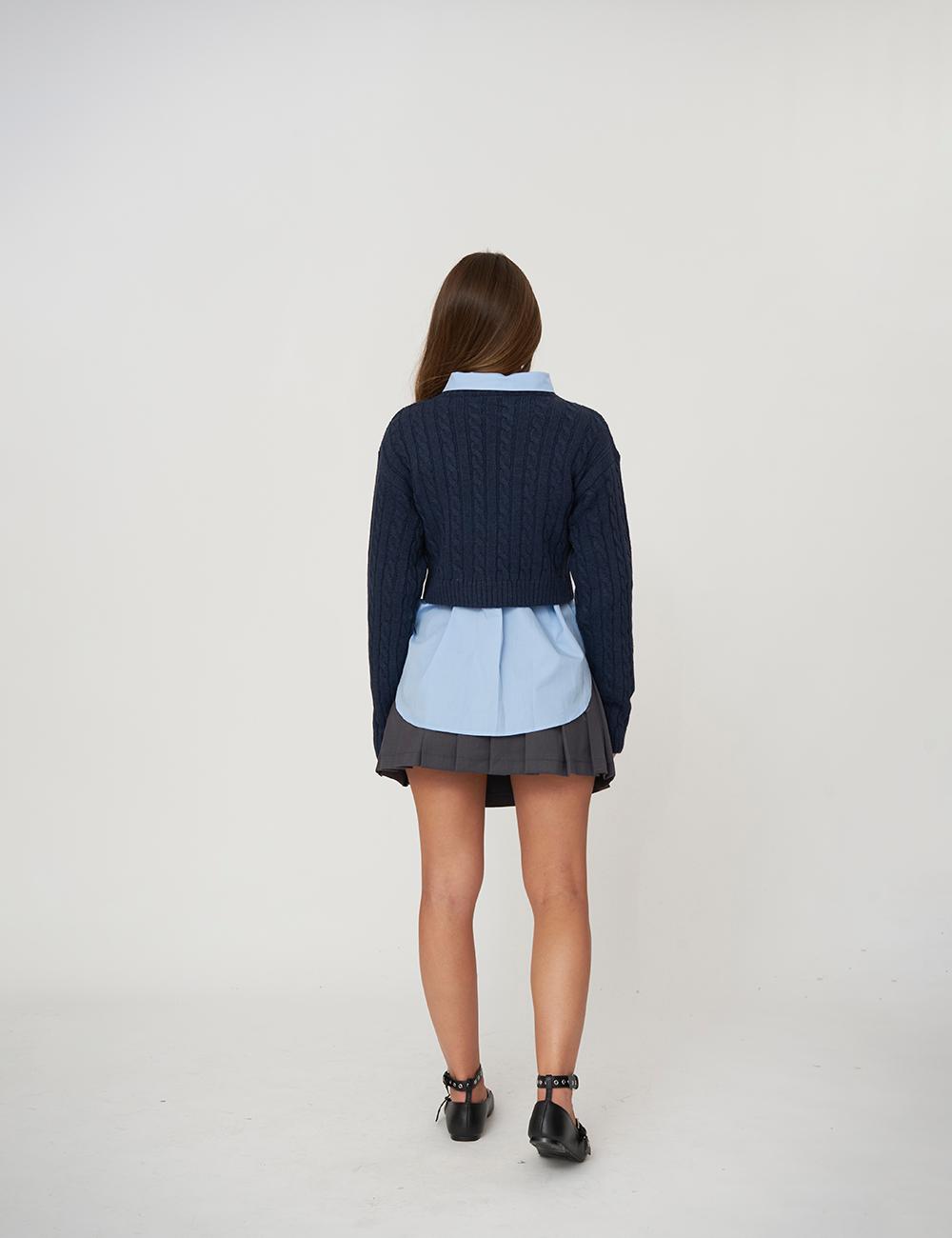 Maglia girocollo a trecce