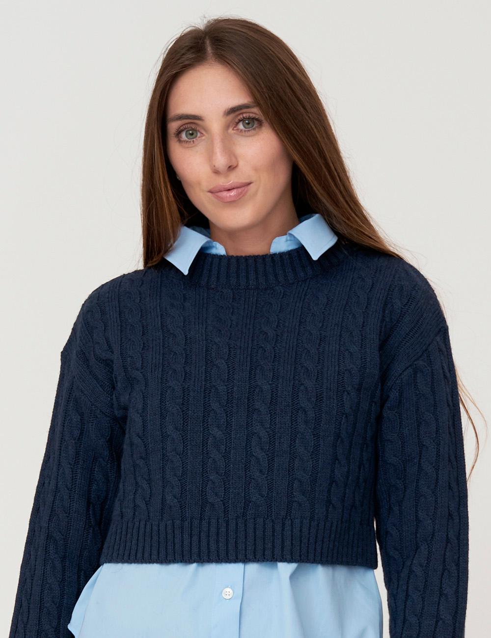 Maglia girocollo a trecce