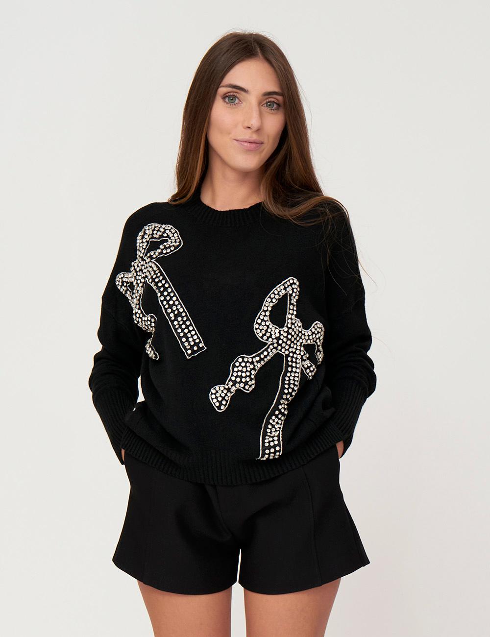 Maglia con fiocchi in strass