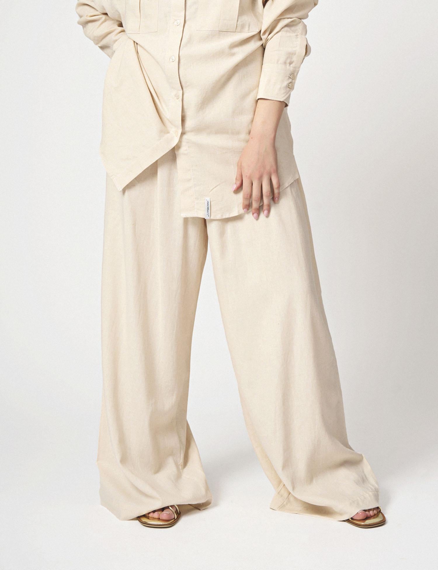 Pantalone largo in lino