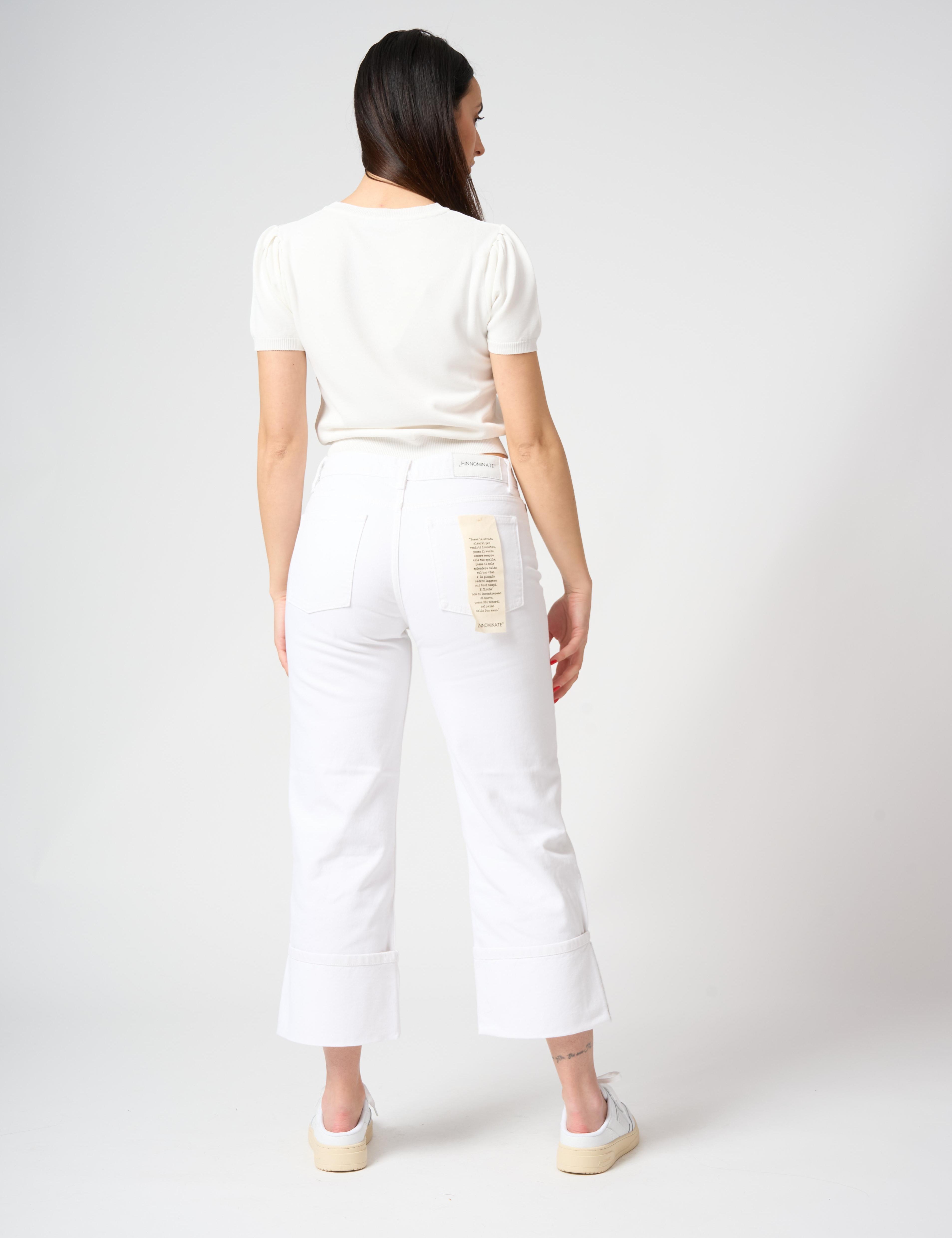 Pantalone denim con piegone