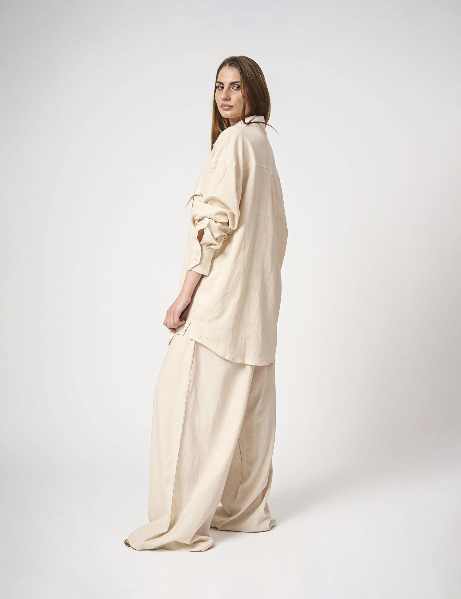 Pantalone largo in lino