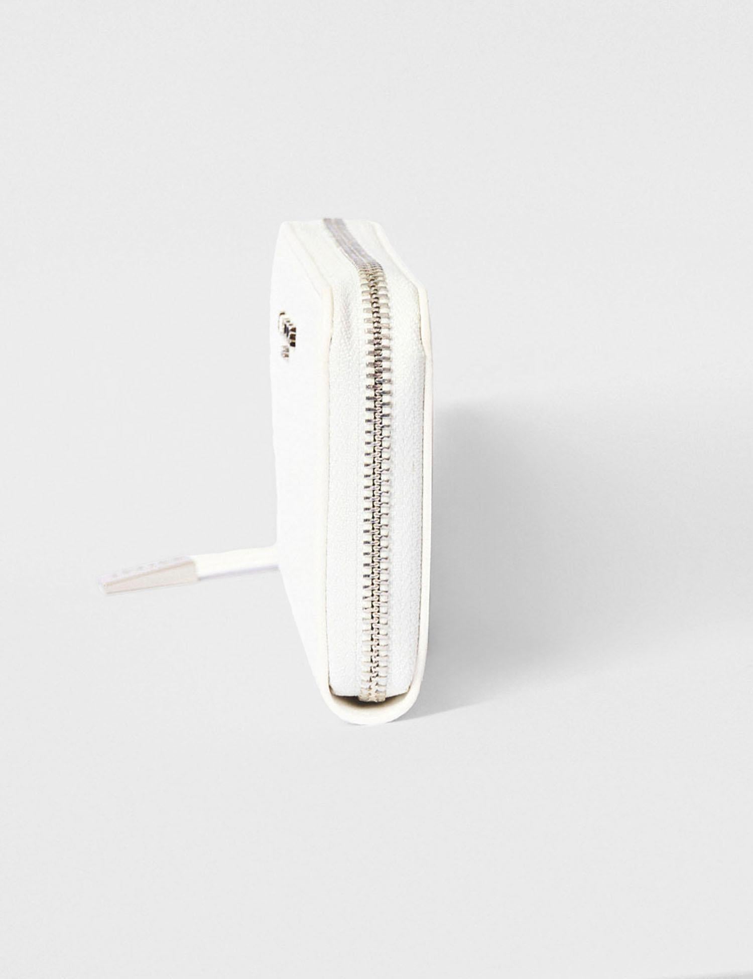 Portafoglio con zip in ecopelle saffiano