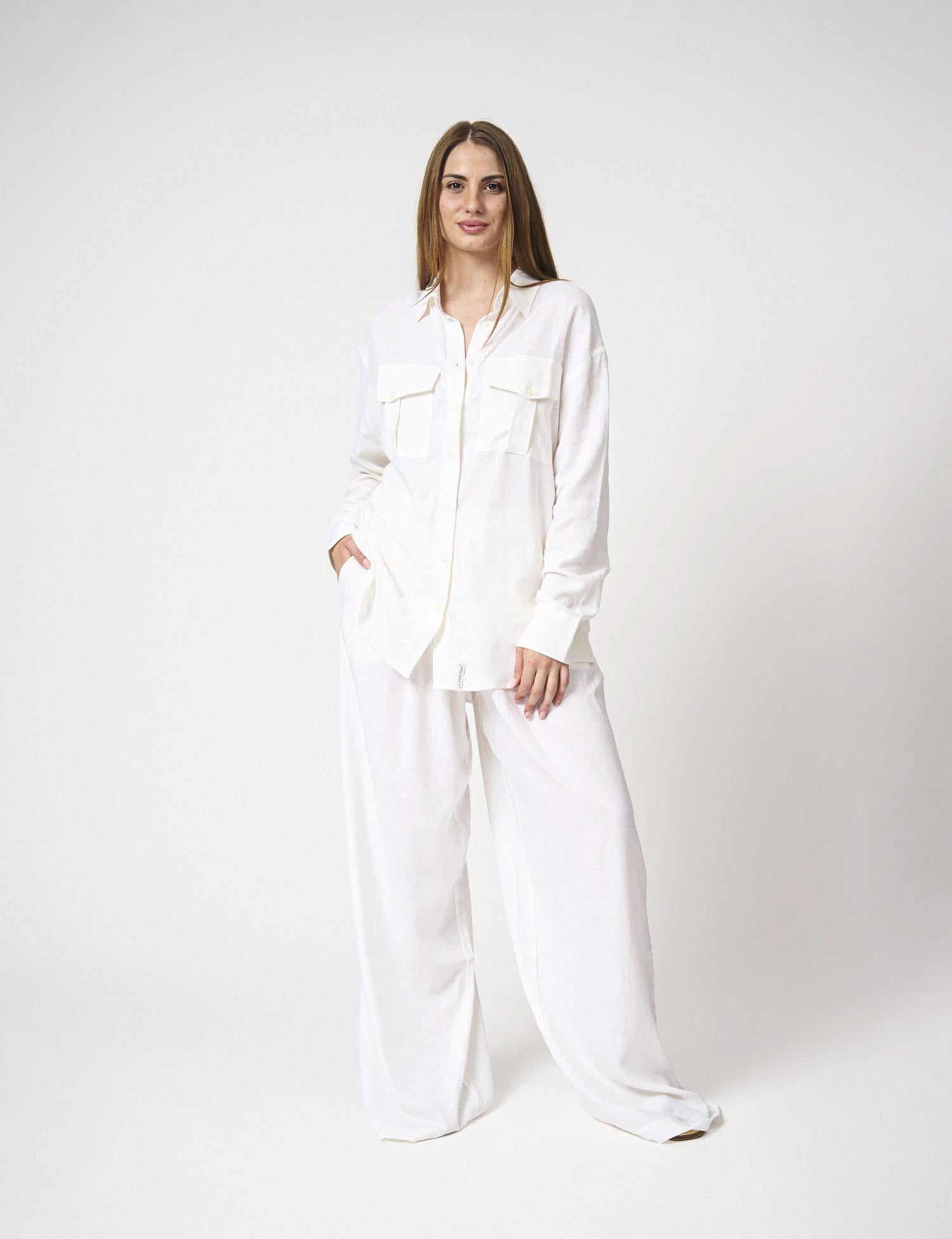 Pantalone largo in lino