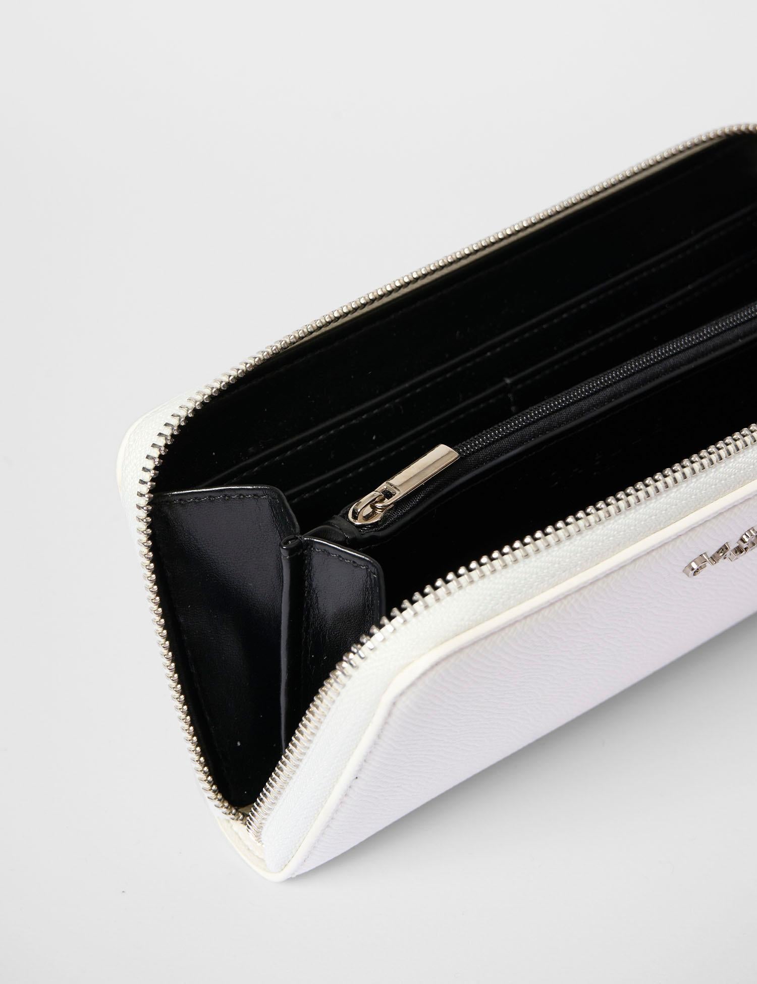 Portafoglio con zip in ecopelle saffiano