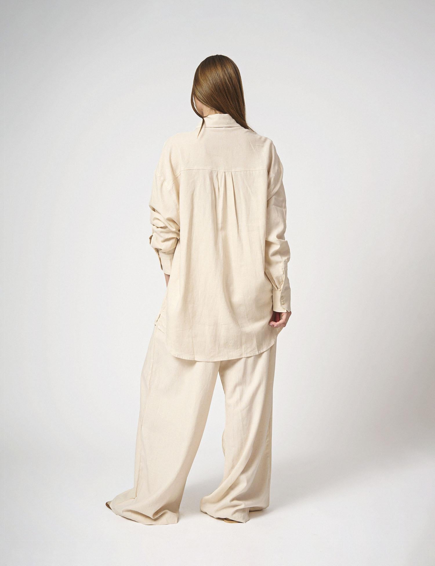 Pantalone largo in lino