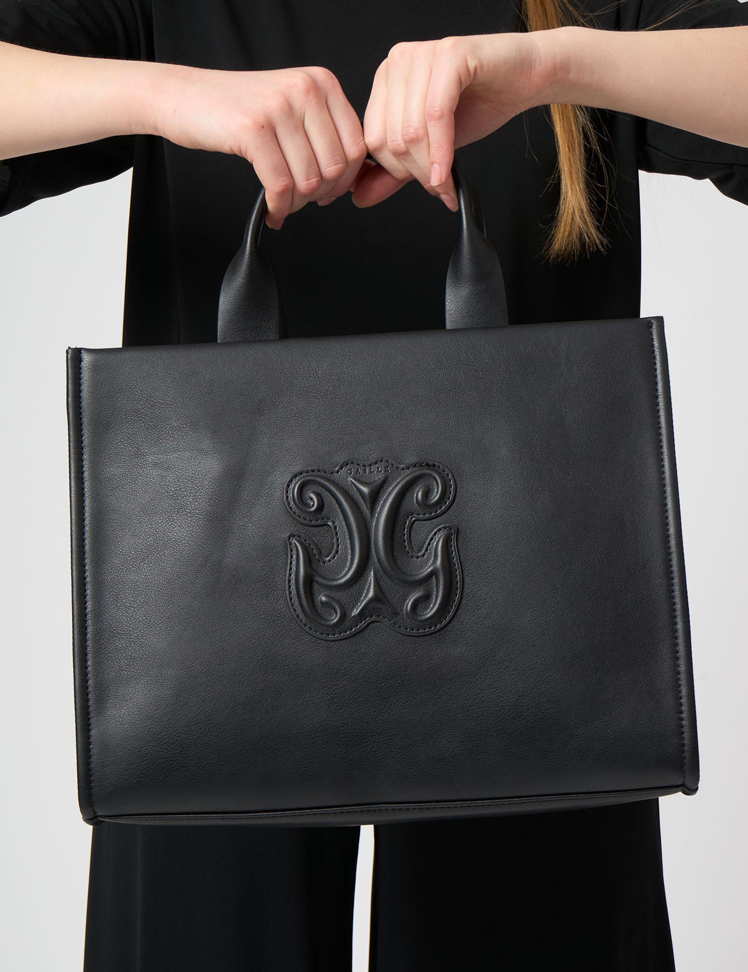 Maxi shopper con logo patch embossed