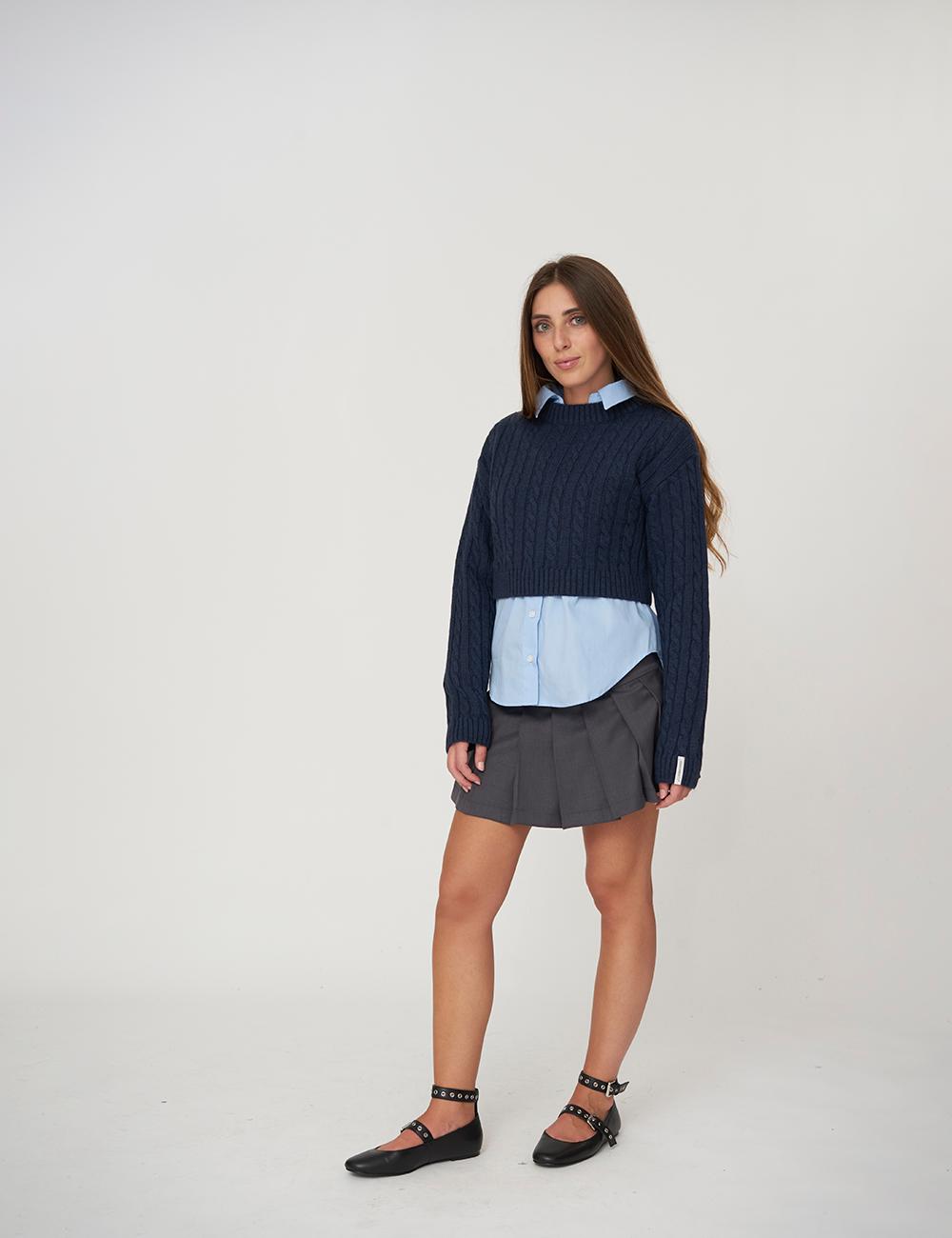 Maglia girocollo a trecce