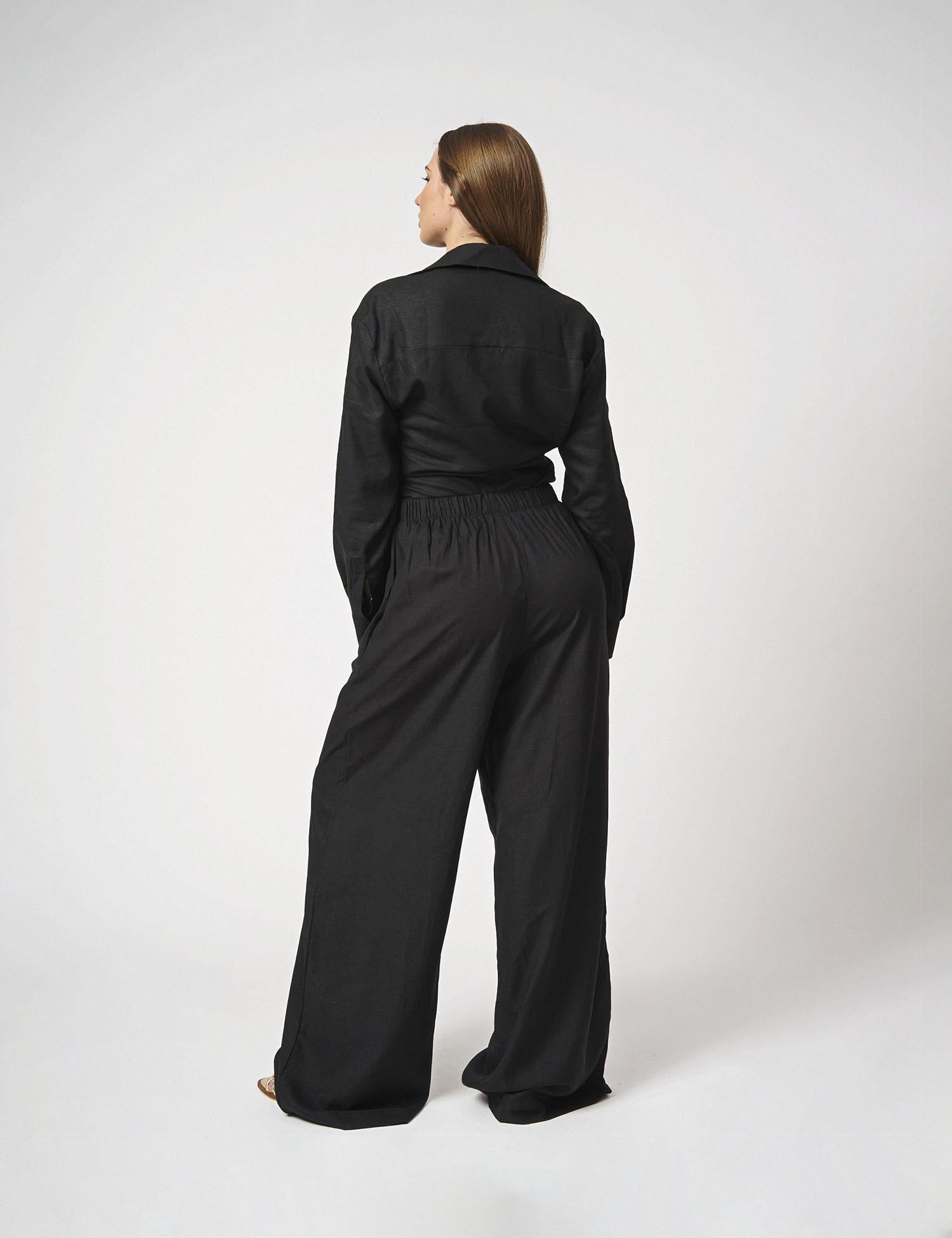 Pantalone largo in lino