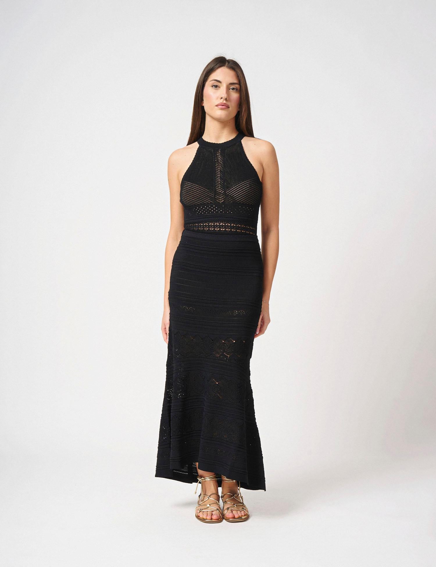 Body smanicato in maglia