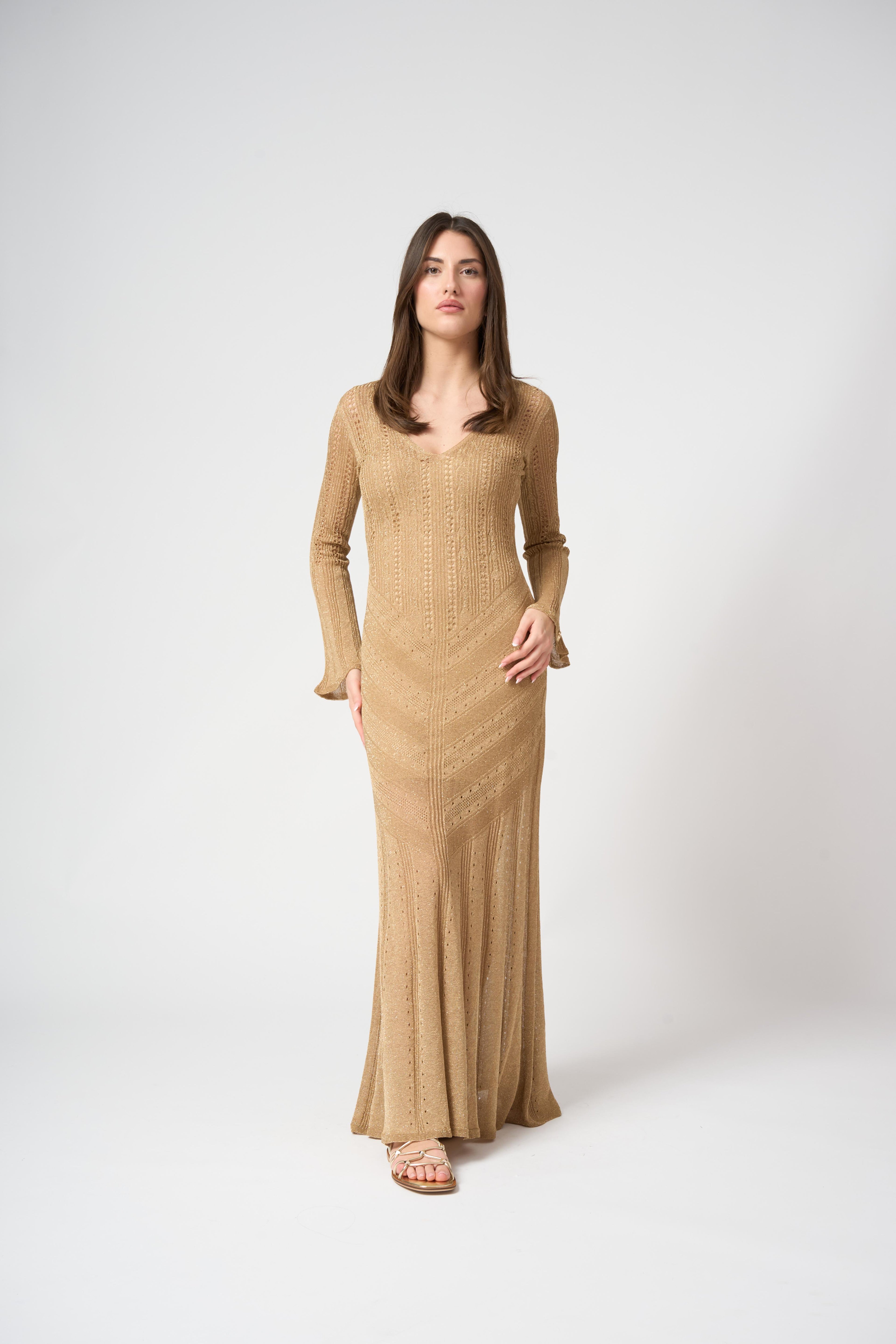 Abito luungo con punti lurex