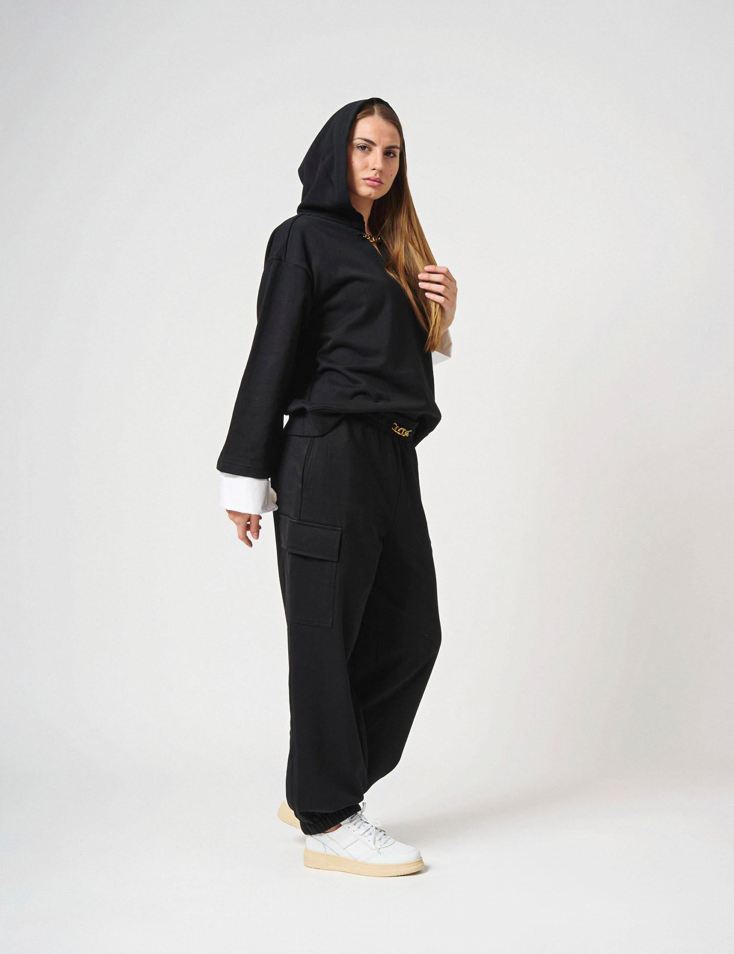 Felpa cappuccio con catena