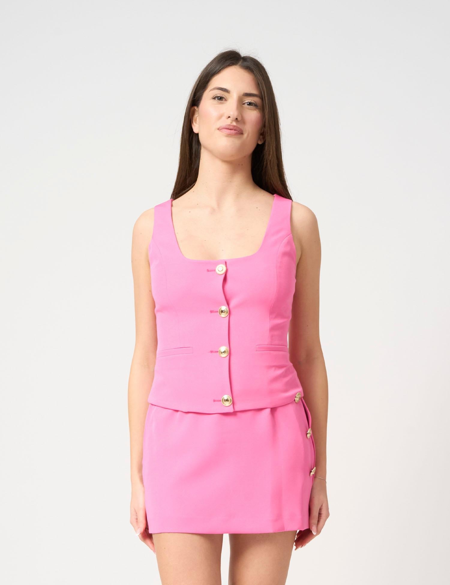 Top smanicato con bottoni