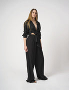 Pantalone largo in lino