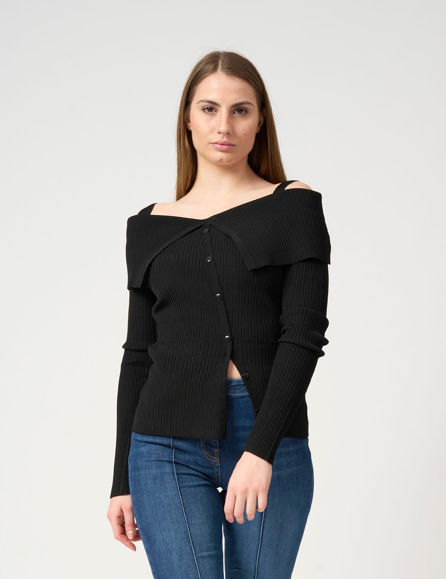 Maglia a coste collo shiffer