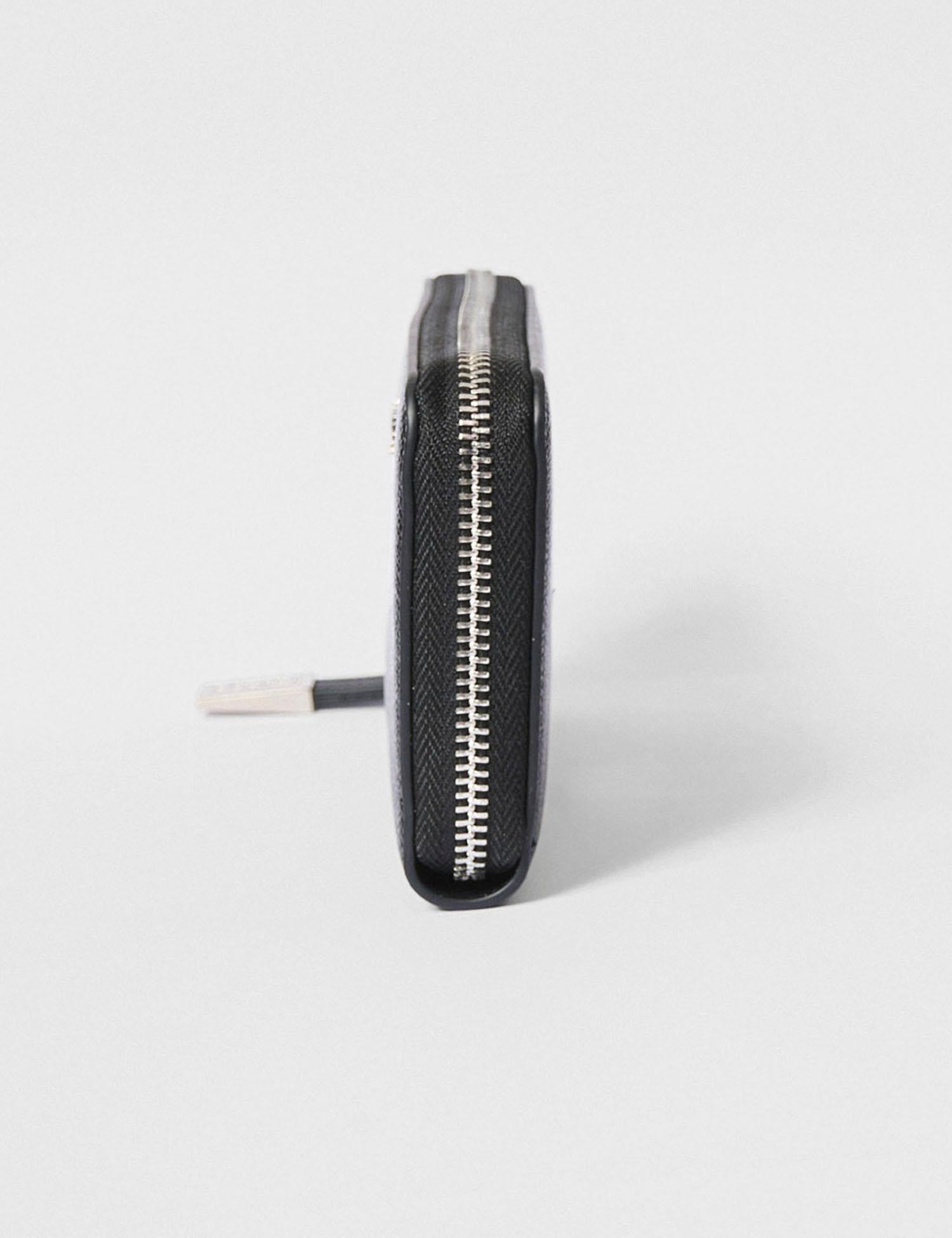 Portafoglio con zip in ecopelle saffiano