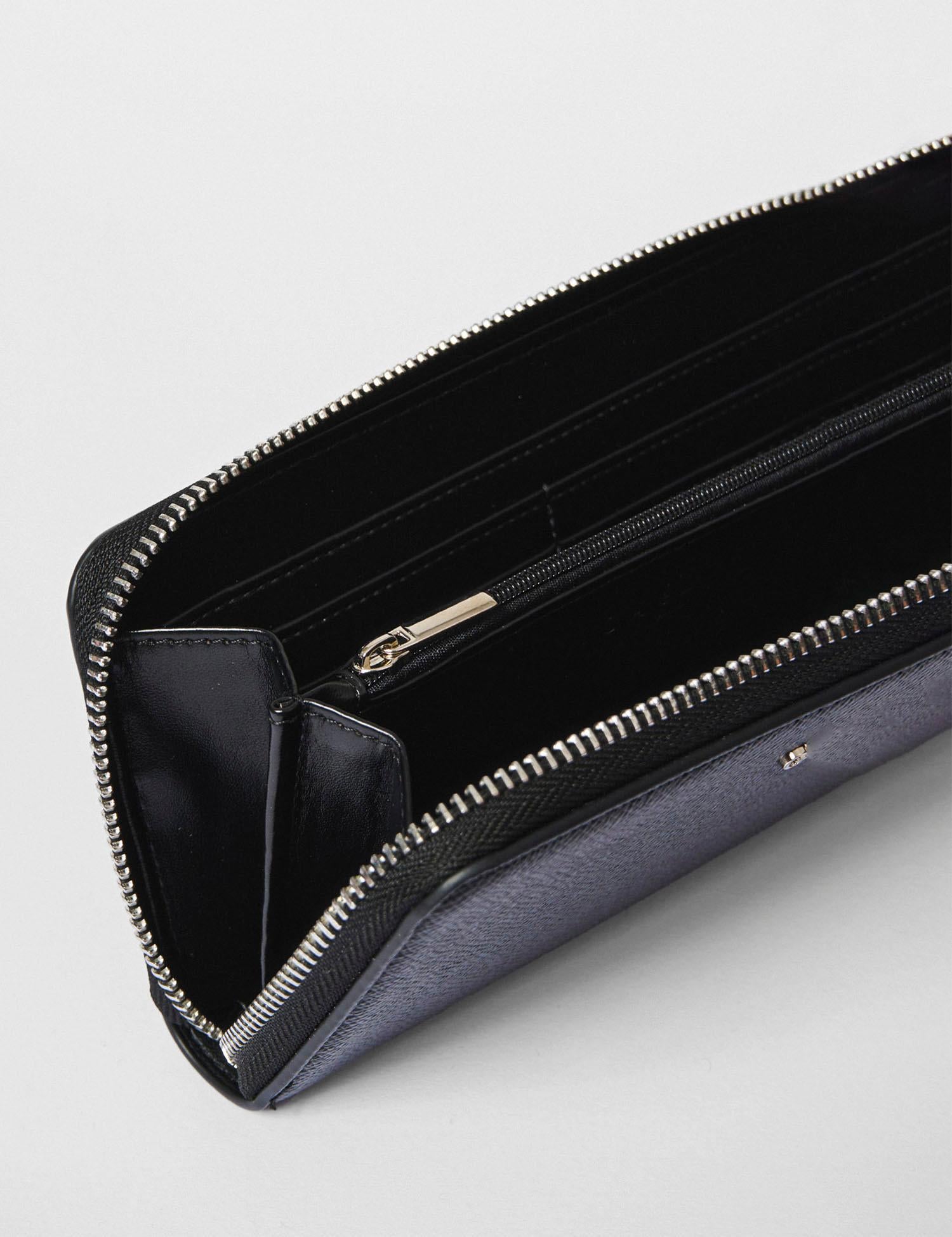 Portafoglio con zip in ecopelle saffiano