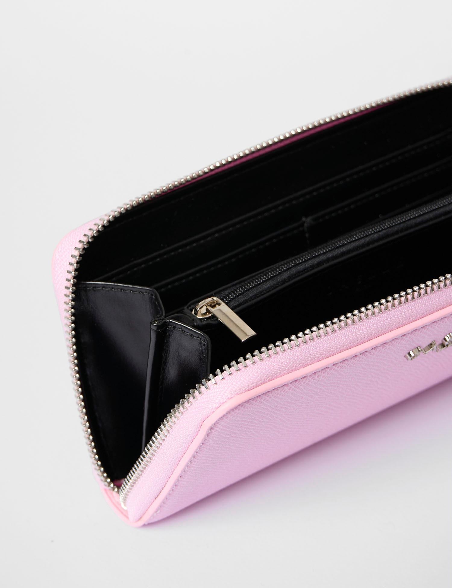 Portafoglio con zip in ecopelle saffiano