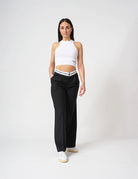 Pantalone dritto con cinto logato