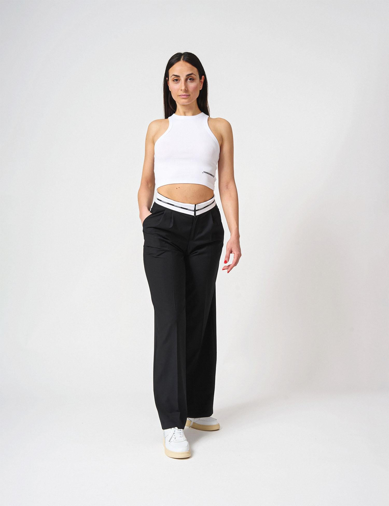 Pantalone dritto con cinto logato