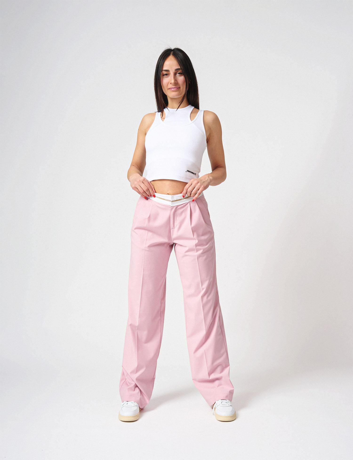 Pantalone dritto con cinto logato