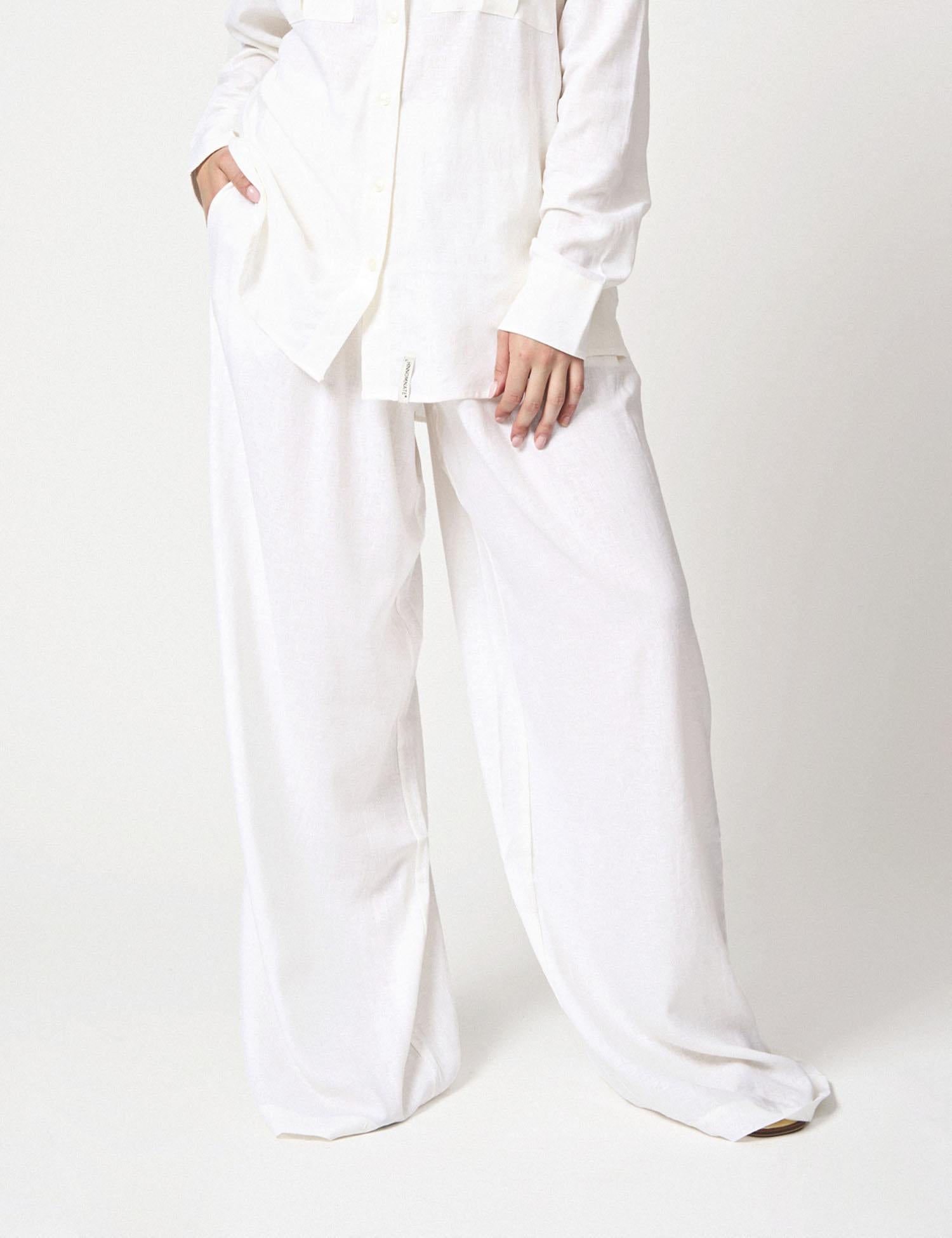 Pantalone largo in lino