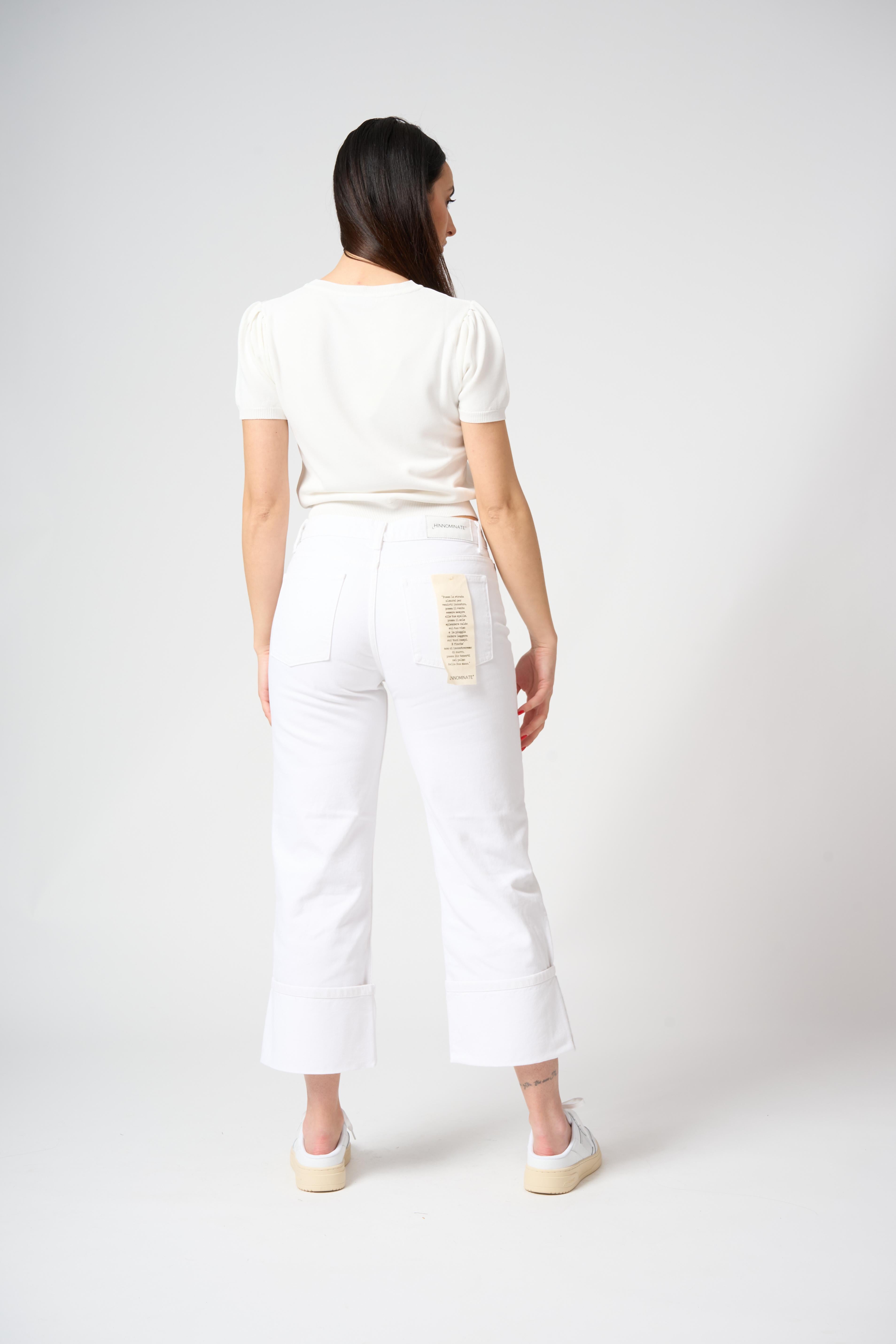 Pantalone denim con piegone