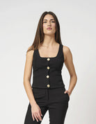 Top smanicato con bottoni