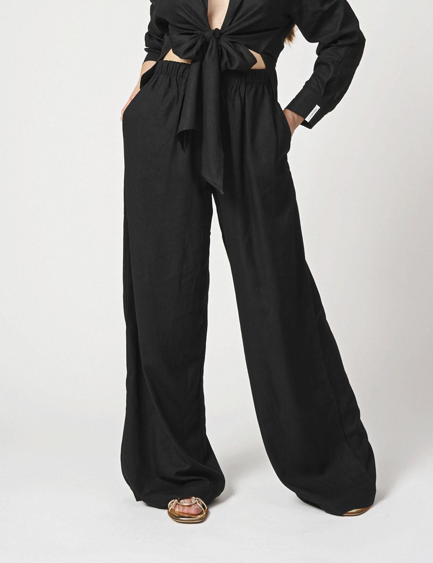 Pantalone largo in lino