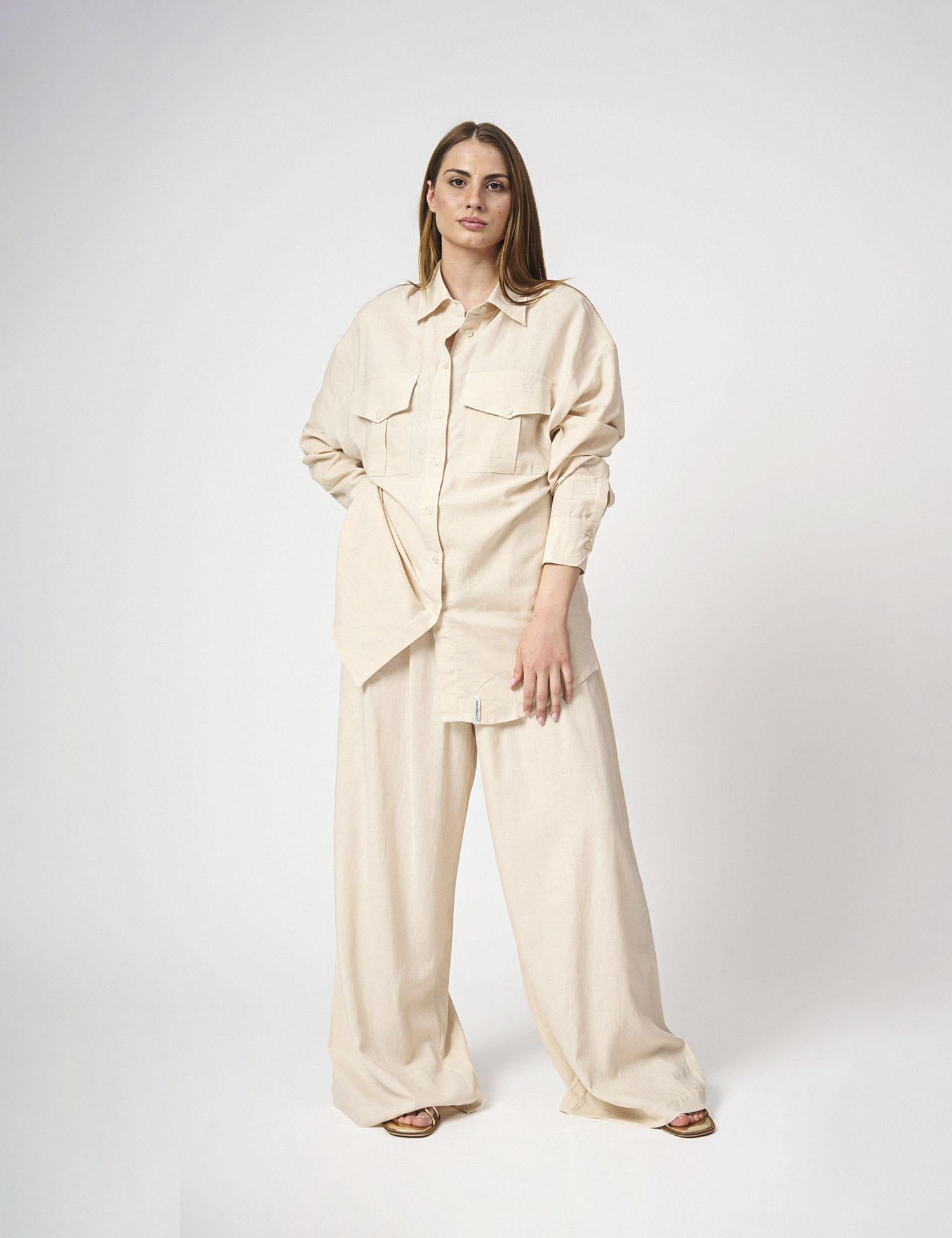 Pantalone largo in lino