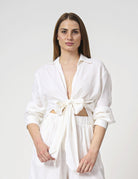 Camicia di lino nodo sul davanti