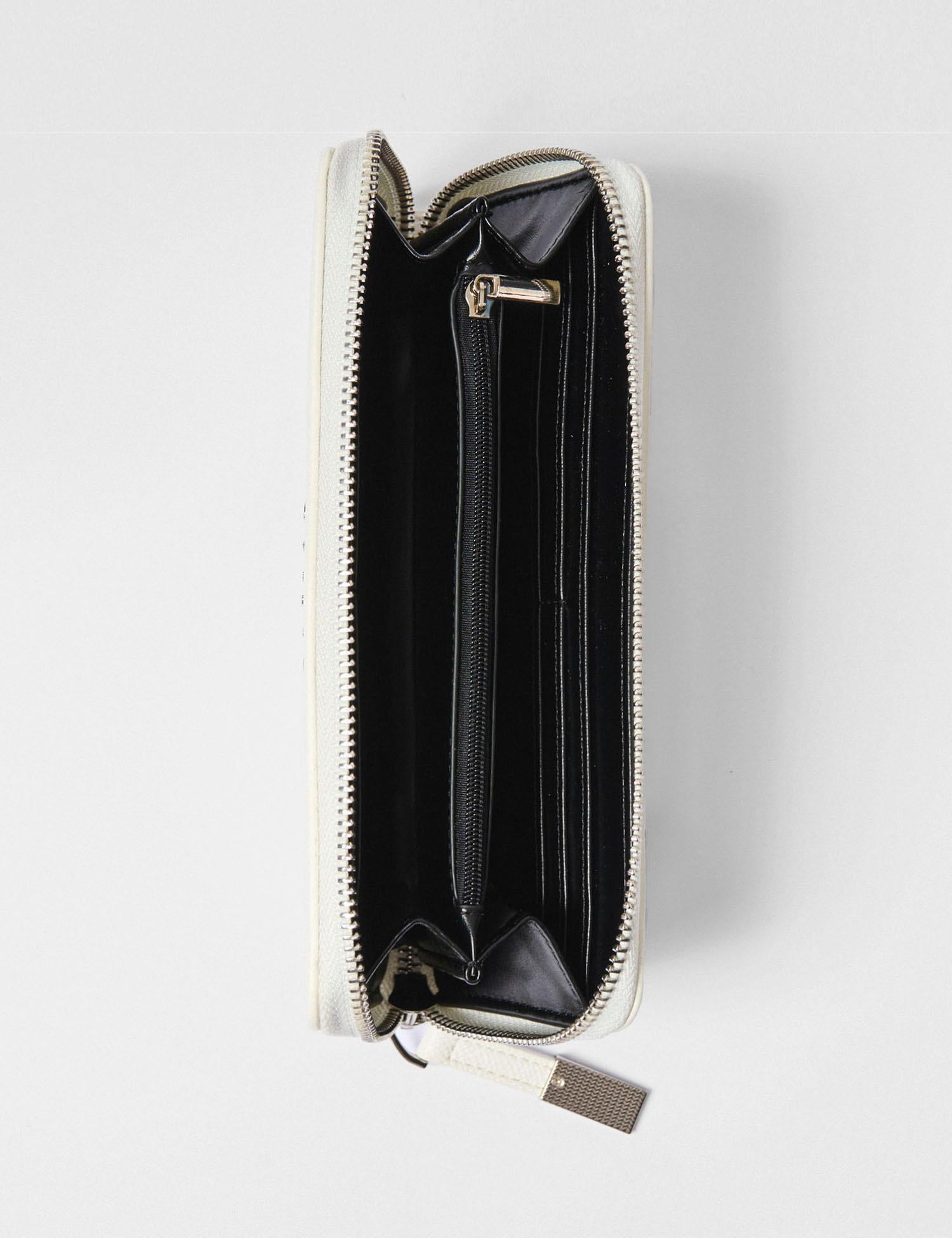 Portafoglio con zip in ecopelle saffiano