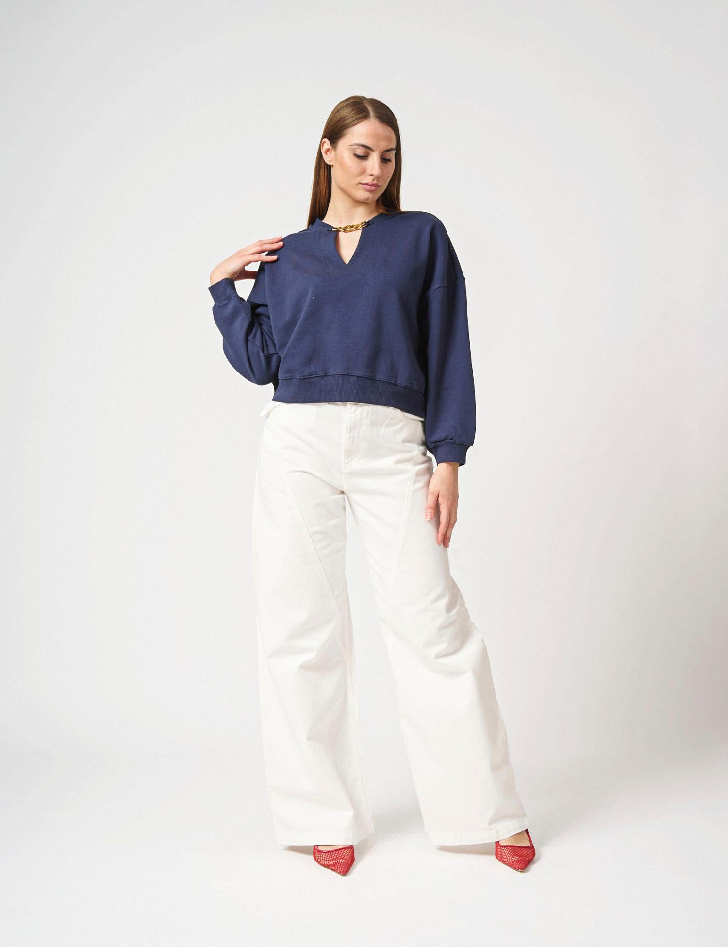 Felpa girocollo con catena