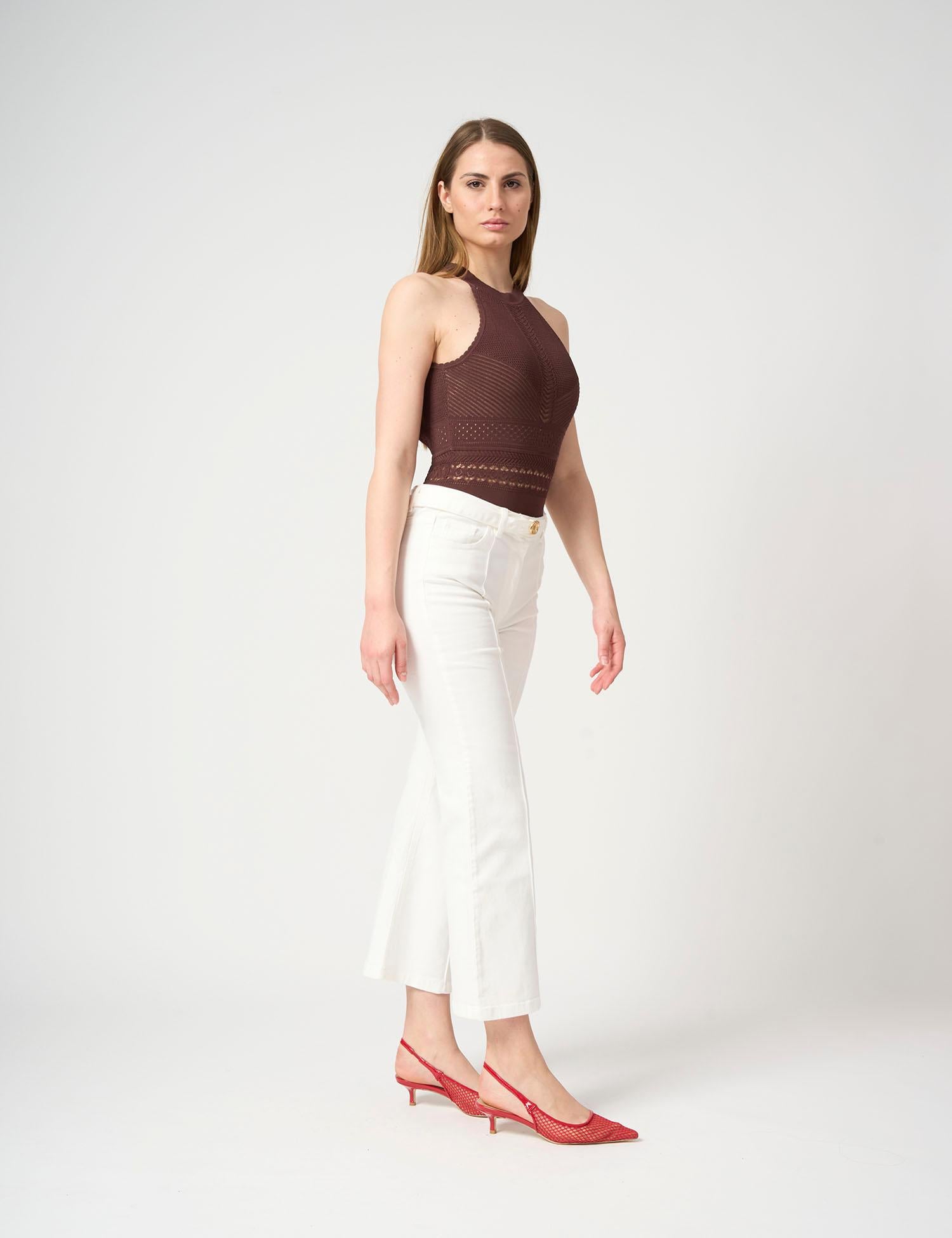 Body smanicato in maglia