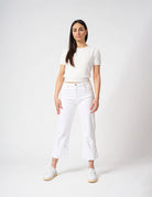 Pantalone denim con piegone