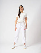 Pantalone denim con piegone