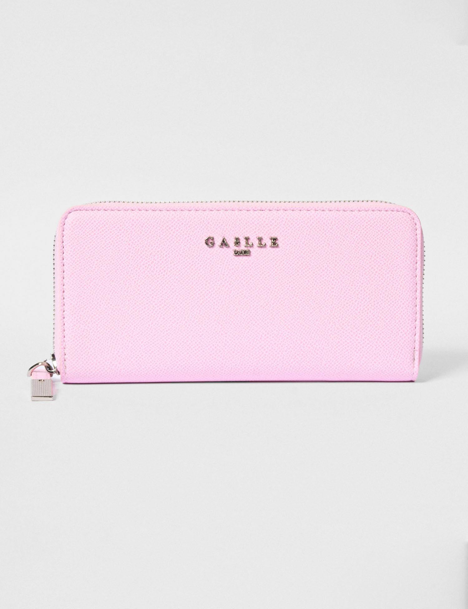 Portafoglio con zip in ecopelle saffiano